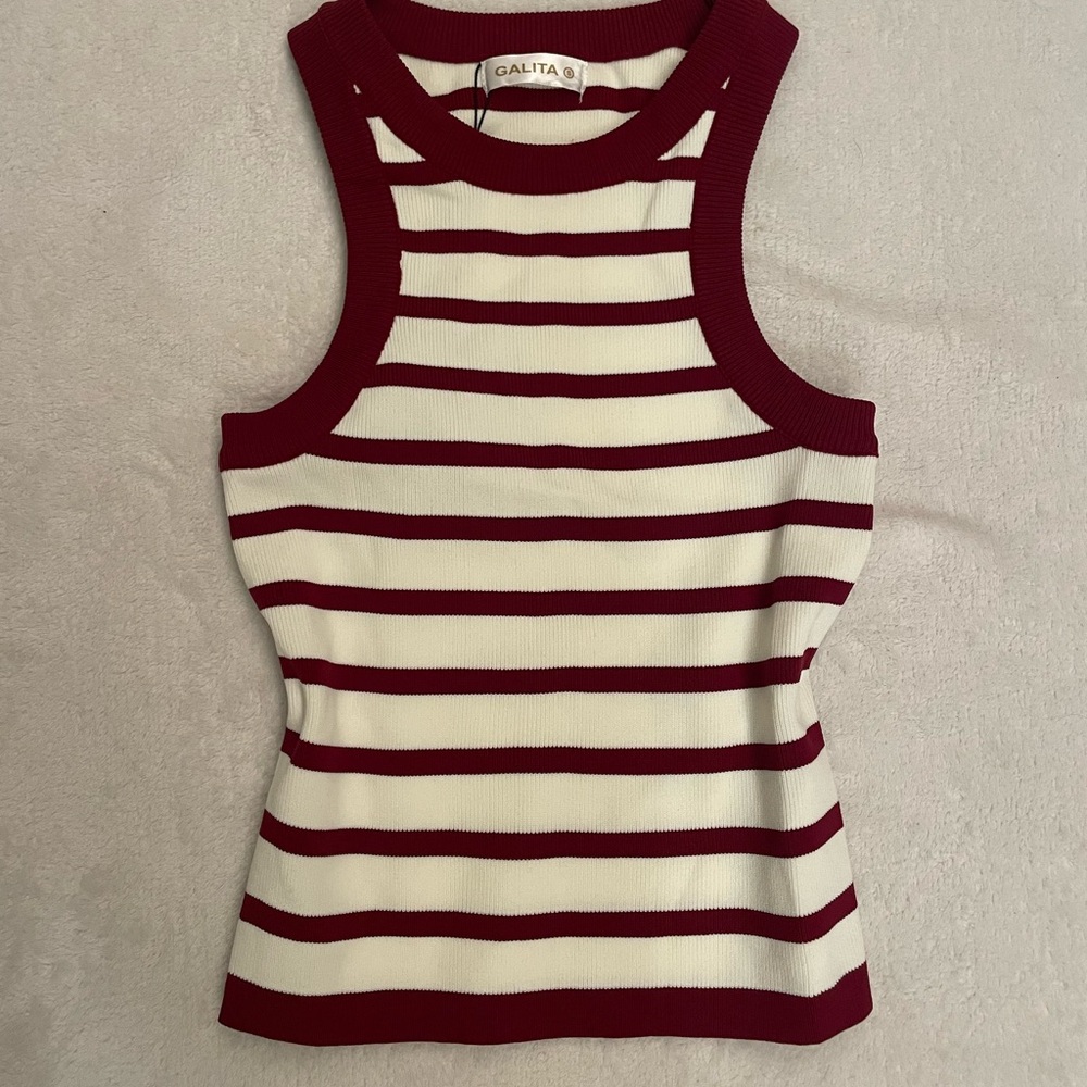 Galita Burgundy and White Striped Tank Top
